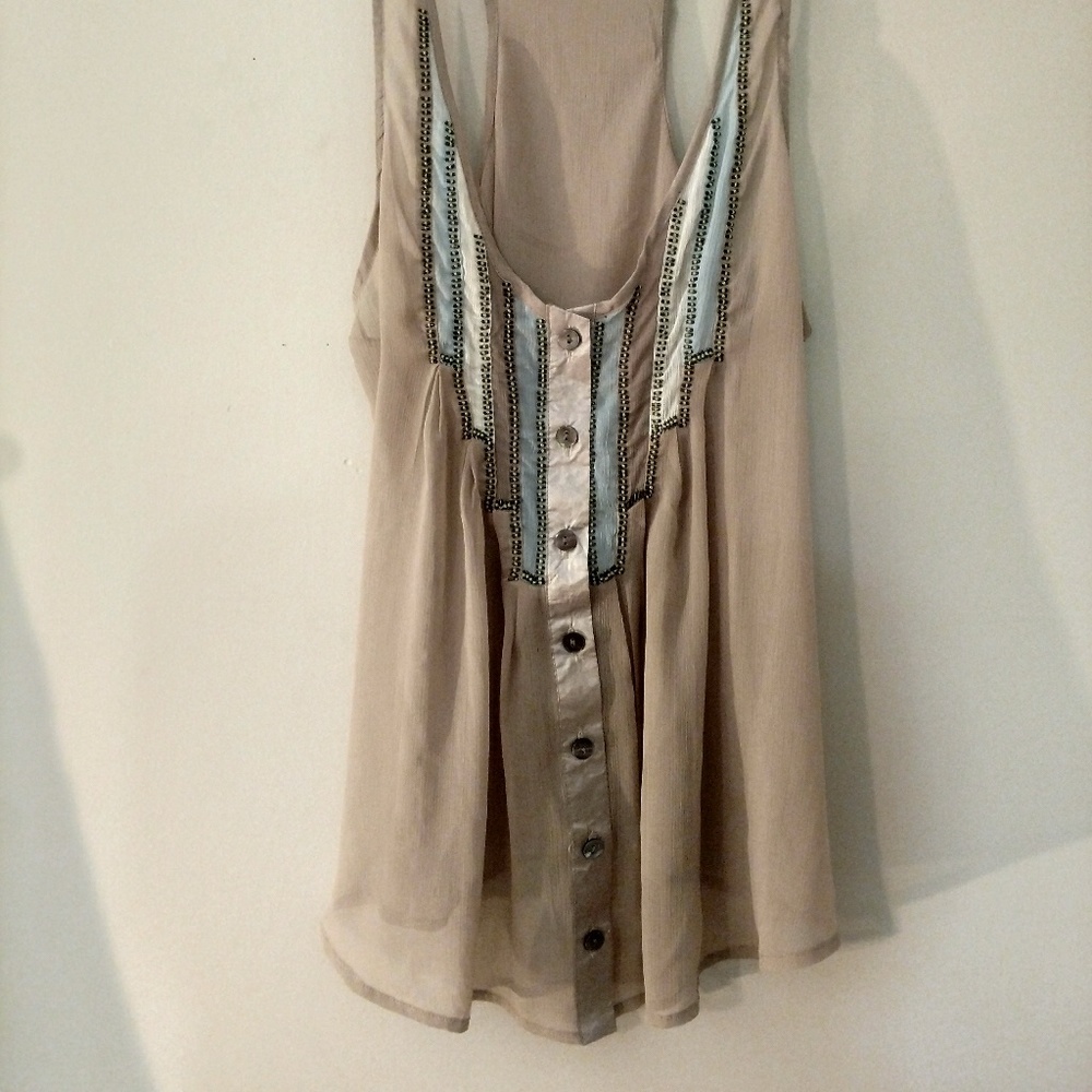 Brown embellished tank size small